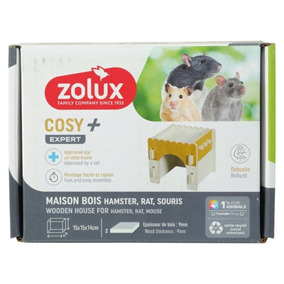 Zolux Knaaghuis Cosy Hamster / Rat / Muis Hout 17,5X14X15 Cm