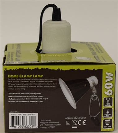 Komodo Black Dome Clamp Lamp Fixture 14 Cm
