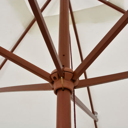 Parasol Met Houten Paal 200X300 Cm Wit