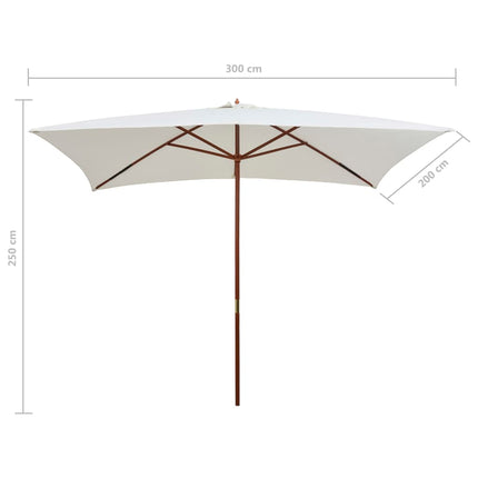 Parasol Met Houten Paal 200X300 Cm Wit
