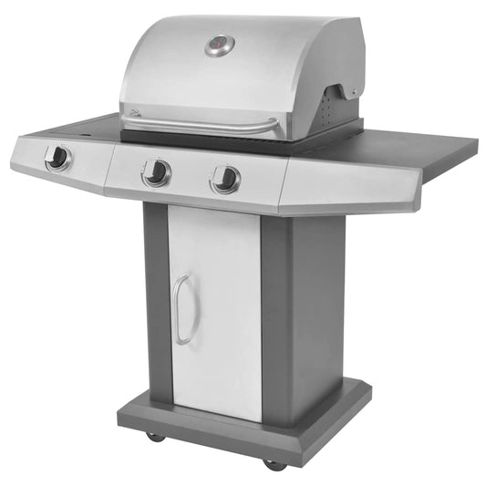 Gas Grill Met Branders Met Wiel Zilver Staal Met Metaal Slang