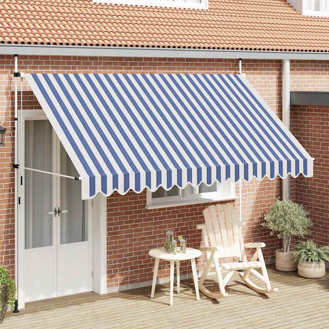 Luifel Handmatig Uittrekbaar Te Strepen Blauw En Wit