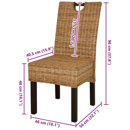 Eetkamerstoel Kubu 2 Stuks Rattan Mangohout