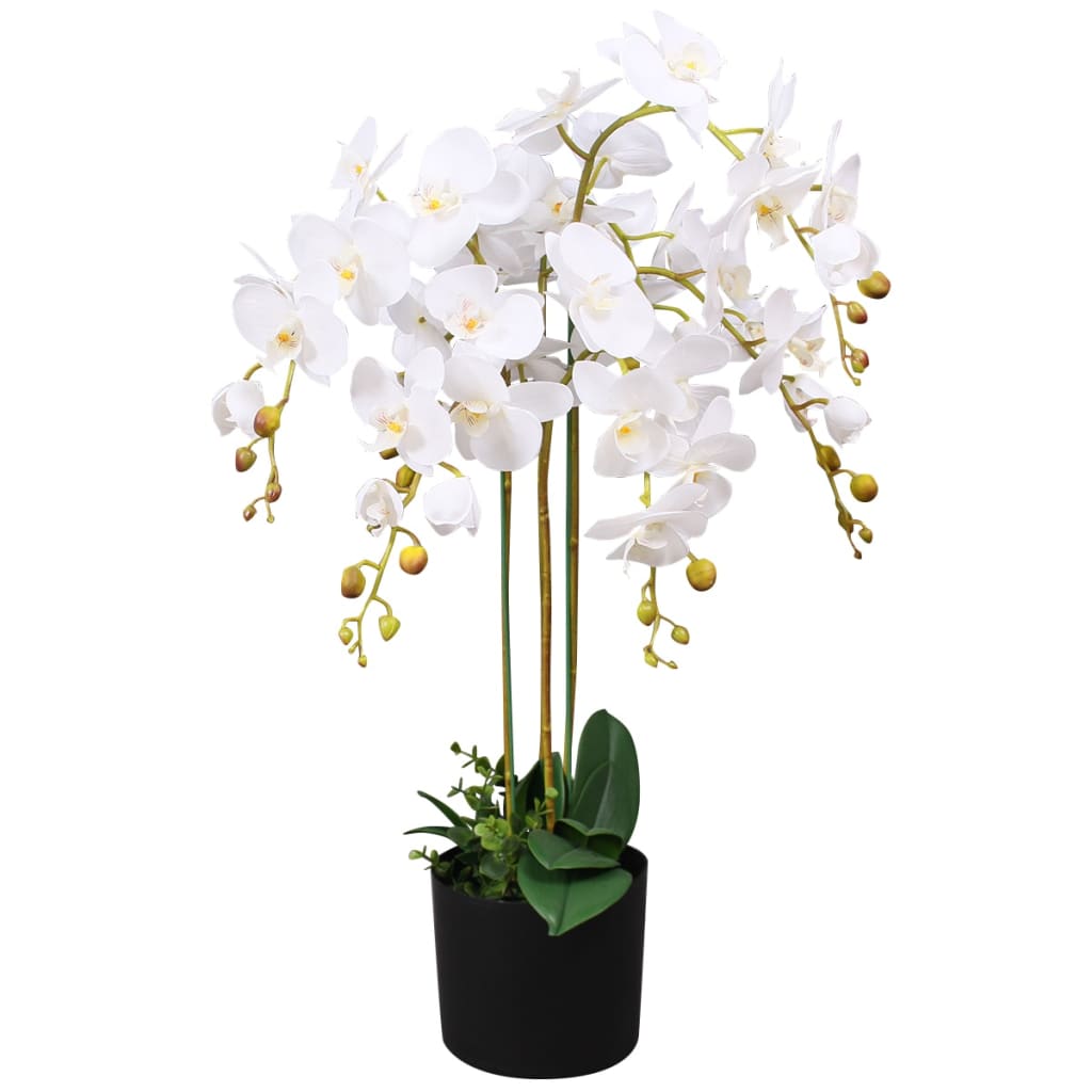 Kunstplant met pot orchidee 75 cm wit