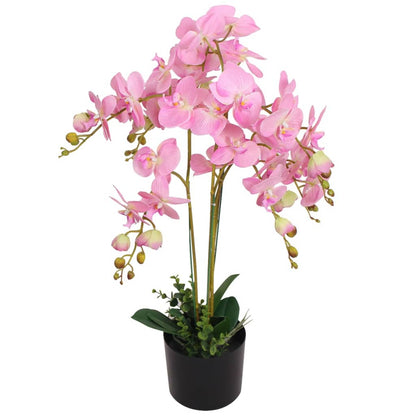 Kunstplant orchidee met pot 75 cm roze