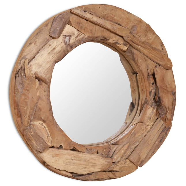 Decoratieve Spiegel Rond Teakhout