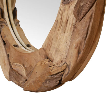 Decoratieve Spiegel Rond Teakhout