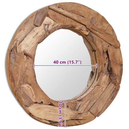 Decoratieve Spiegel Rond Teakhout