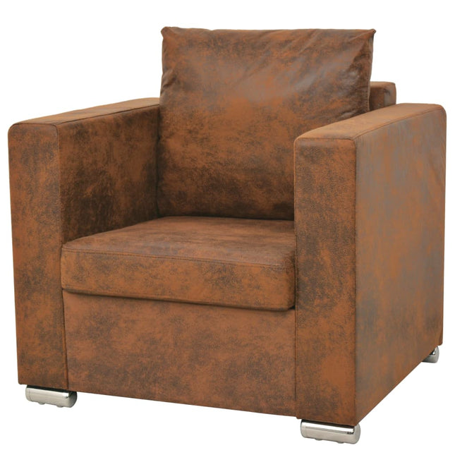Fauteuil Bruin 82X73X82 Cm Imitatiesuède