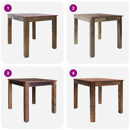 Eettafel 82X80X76 Cm Gemengd Gerecycled Hout Zwart