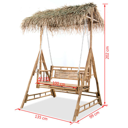 Schommelbank Met Palmbladeren 2-Zits 202 Cm Bamboe Zwart