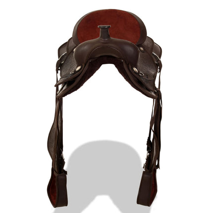 Western Zadel, Hoofdstel En Borstriem 17" Echt Leer