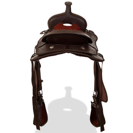 Western Zadel, Hoofdstel En Borstriem 17" Echt Leer