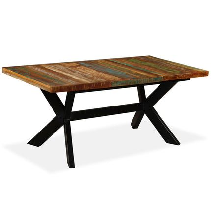 Eettafel 180 Cm Massief Gerecycled Hout En Stalen Kruis