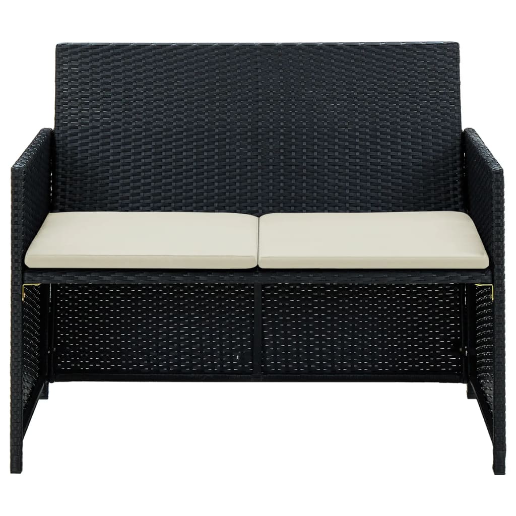 Tuinbank 2-Zits Met Kussens Poly Rattan