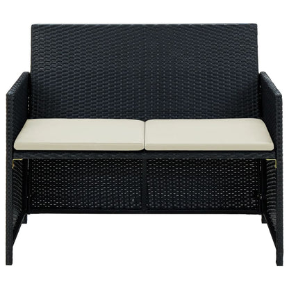 Tuinbank 2-Zits Met Kussens Poly Rattan