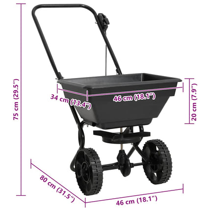 Strooiwagen Duwmodel 15 L 80X46X75 Cm Pvc En Staal Zwart