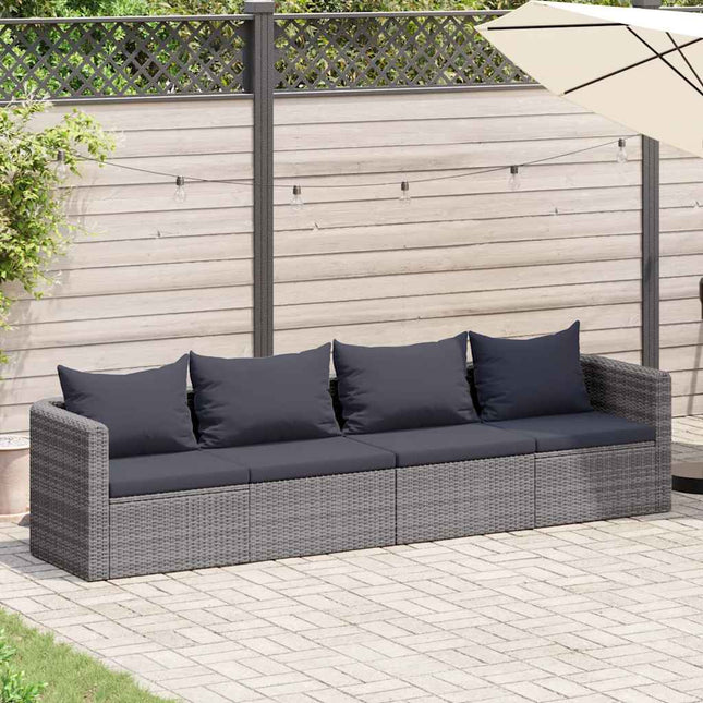 3-Delige Loungeset Met Kussens Poly Rattan Grijs