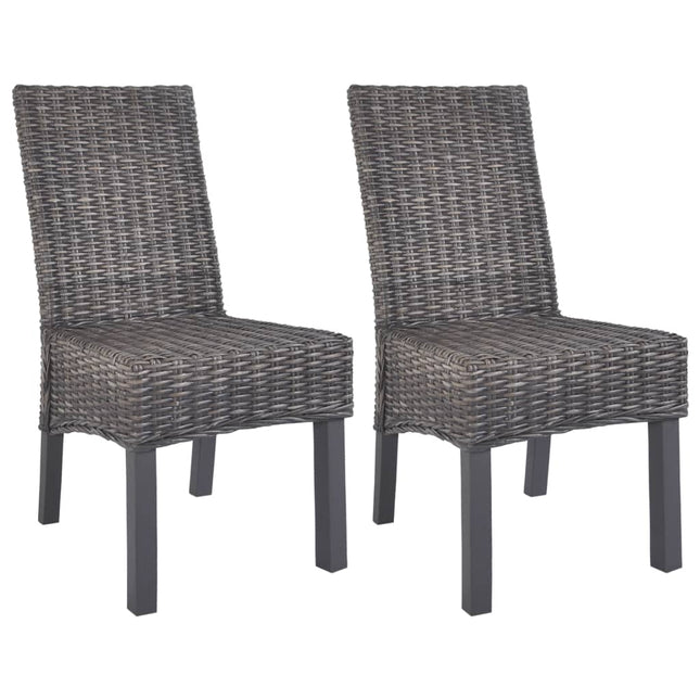 Eetkamerstoelen Kubu Rattan En Mahoniehout Lichtbruin