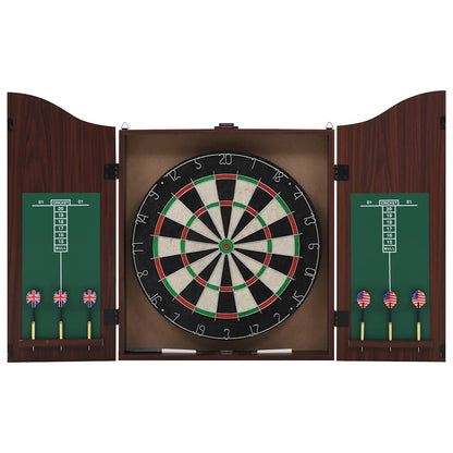 Dartbord professioneel met kast en 6 darts sisal