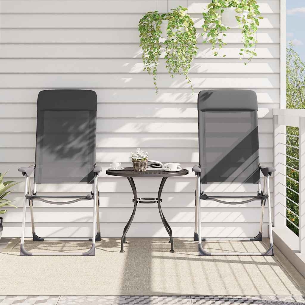 Campingstoelen 2 st inklapbaar aluminium grijs