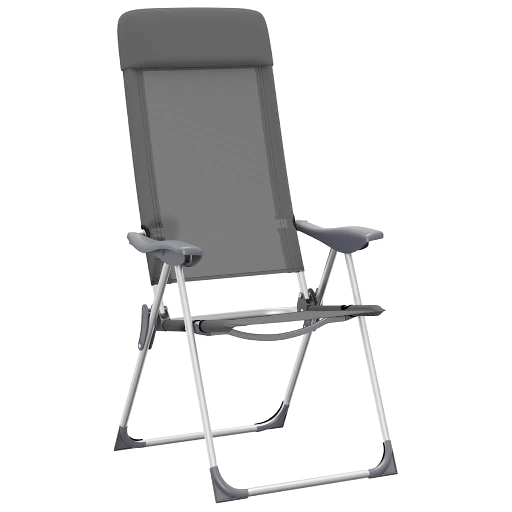 Campingstoelen 2 st inklapbaar aluminium grijs