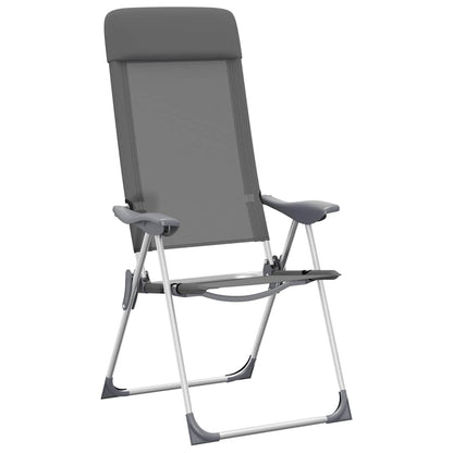 Campingstoelen 2 st inklapbaar aluminium grijs
