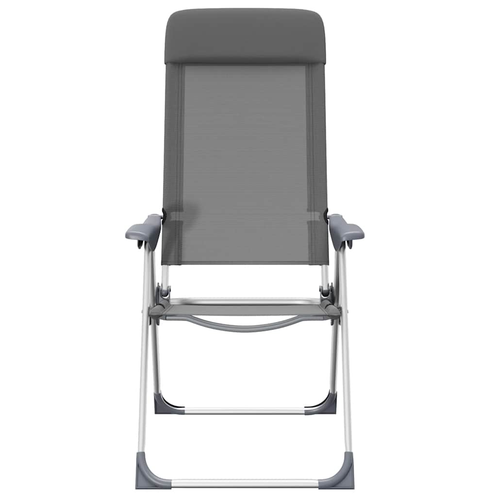 Campingstoelen 2 st inklapbaar aluminium grijs