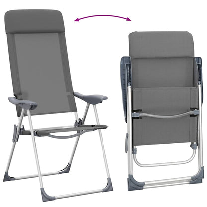 Campingstoelen 2 st inklapbaar aluminium grijs