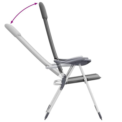 Campingstoelen 2 st inklapbaar aluminium grijs