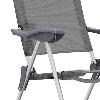 Campingstoelen 2 st inklapbaar aluminium grijs