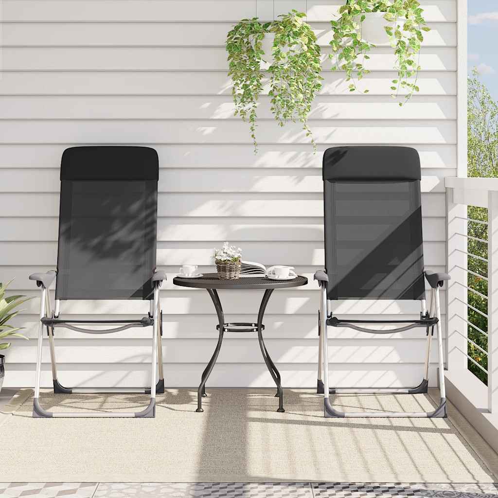 Campingstoelen inklapbaar aluminium zwart 2 st