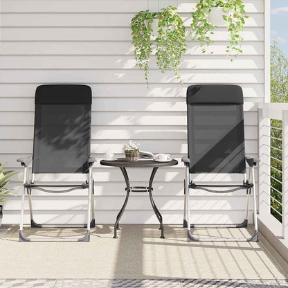 Campingstoelen inklapbaar aluminium zwart 2 st