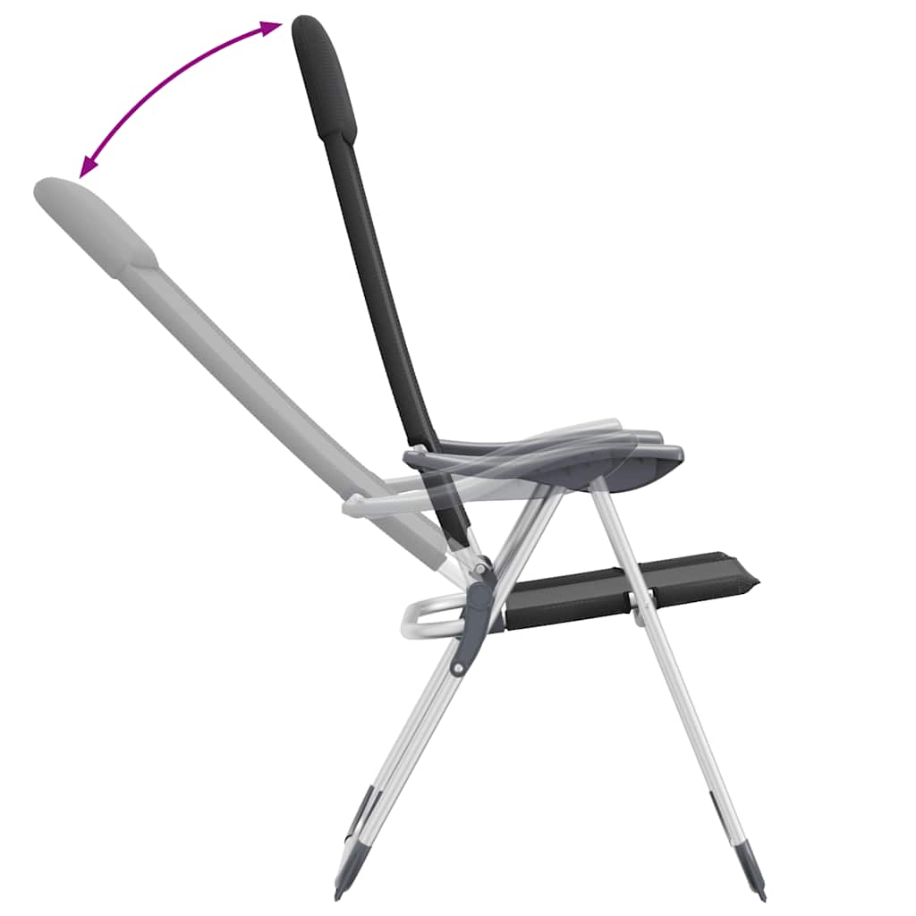 Campingstoelen inklapbaar aluminium zwart 2 st