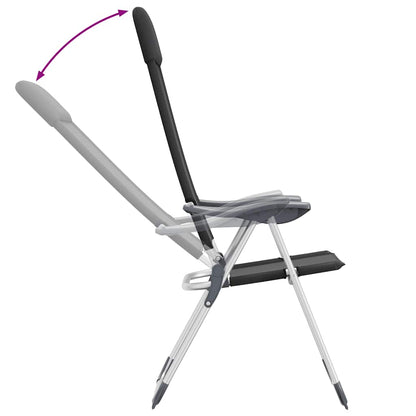 Campingstoelen inklapbaar aluminium zwart 2 st