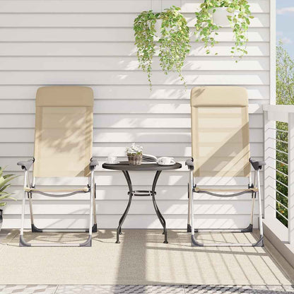 Campingstoelen 2 st inklapbaar aluminium crèmewit