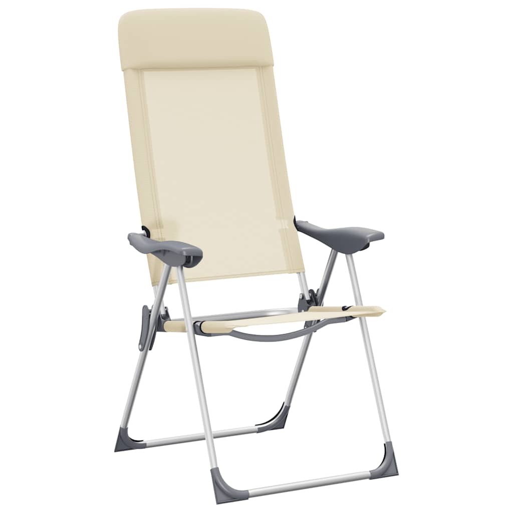 Campingstoelen 2 st inklapbaar aluminium crèmewit