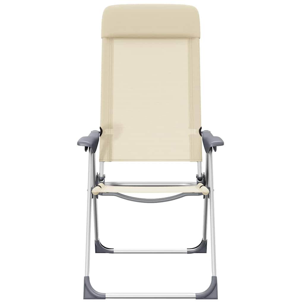 Campingstoelen 2 st inklapbaar aluminium crèmewit