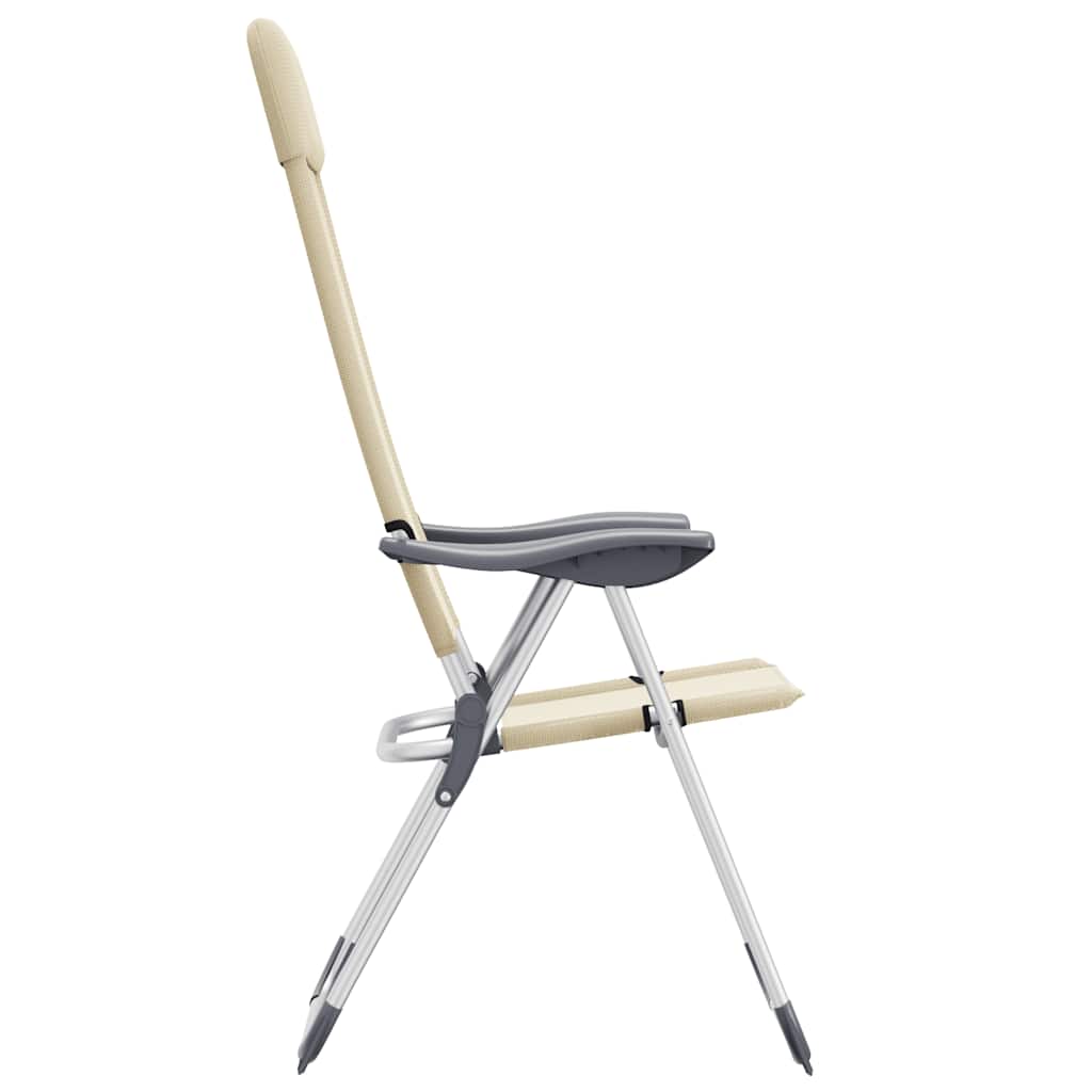 Campingstoelen 2 st inklapbaar aluminium crèmewit