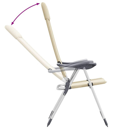 Campingstoelen 2 st inklapbaar aluminium crèmewit