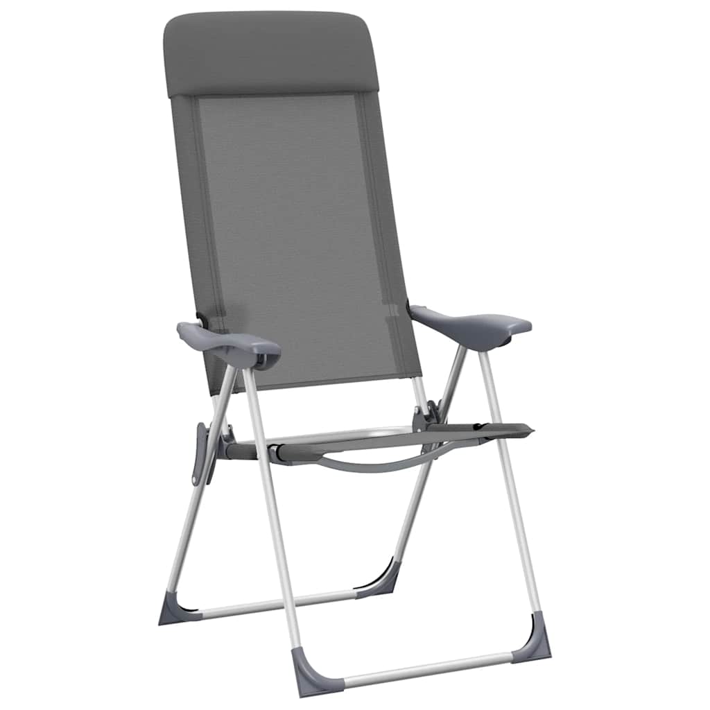 Campingstoelen 4 st inklapbaar aluminium grijs