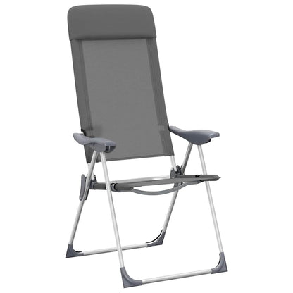 Campingstoelen 4 st inklapbaar aluminium grijs