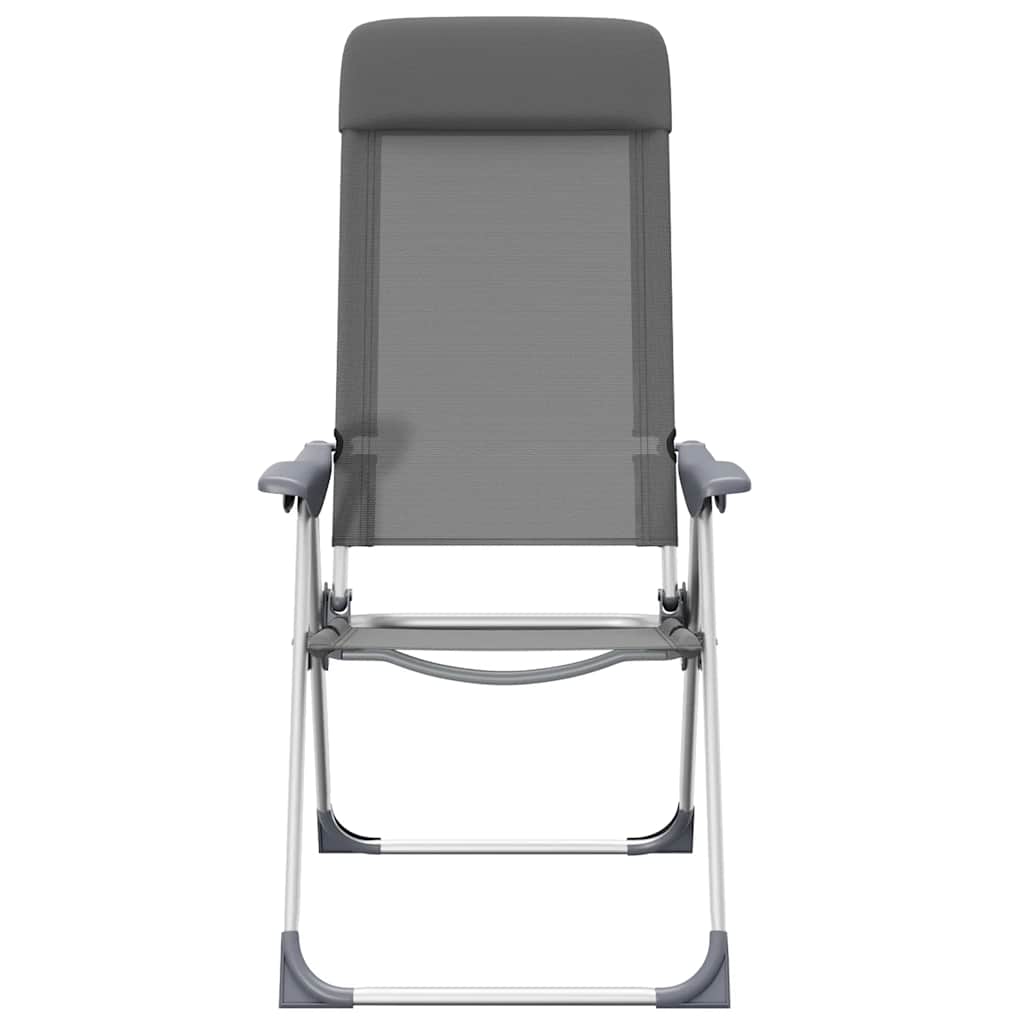 Campingstoelen 4 st inklapbaar aluminium grijs
