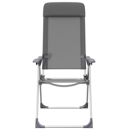 Campingstoelen 4 st inklapbaar aluminium grijs