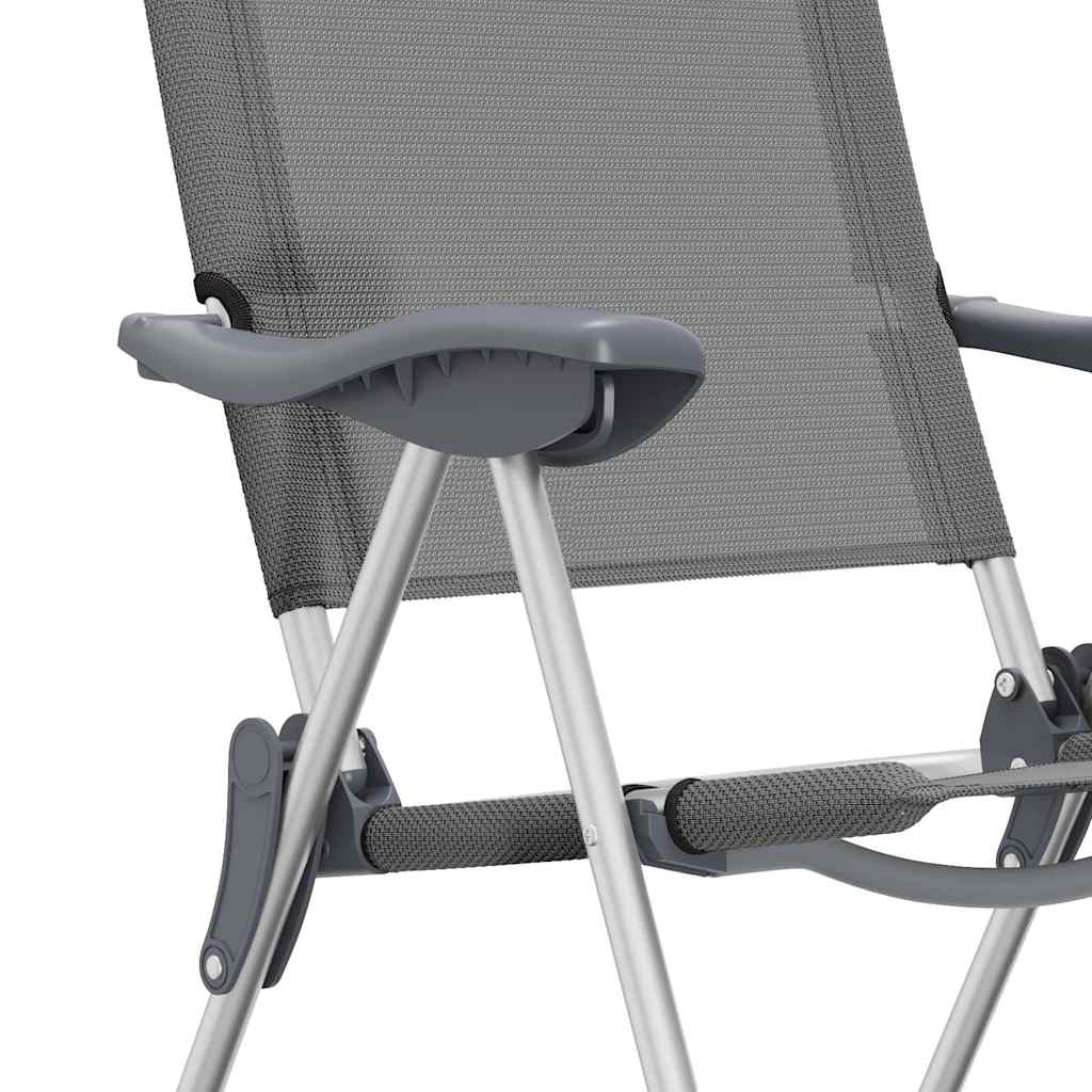 Campingstoelen 4 st inklapbaar aluminium grijs