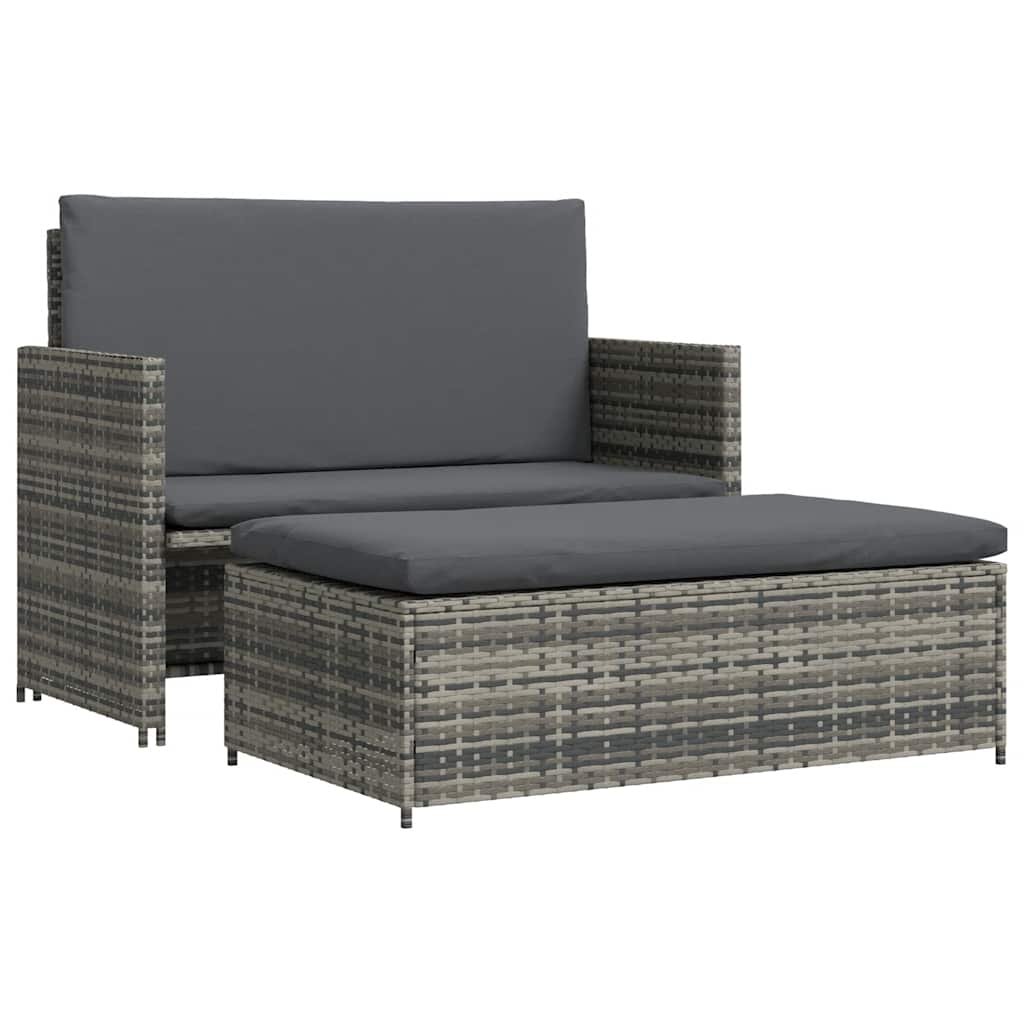 2-Delige Loungeset Met Kussens Poly Rattan
