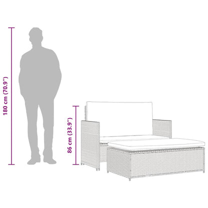 2-Delige Loungeset Met Kussens Poly Rattan