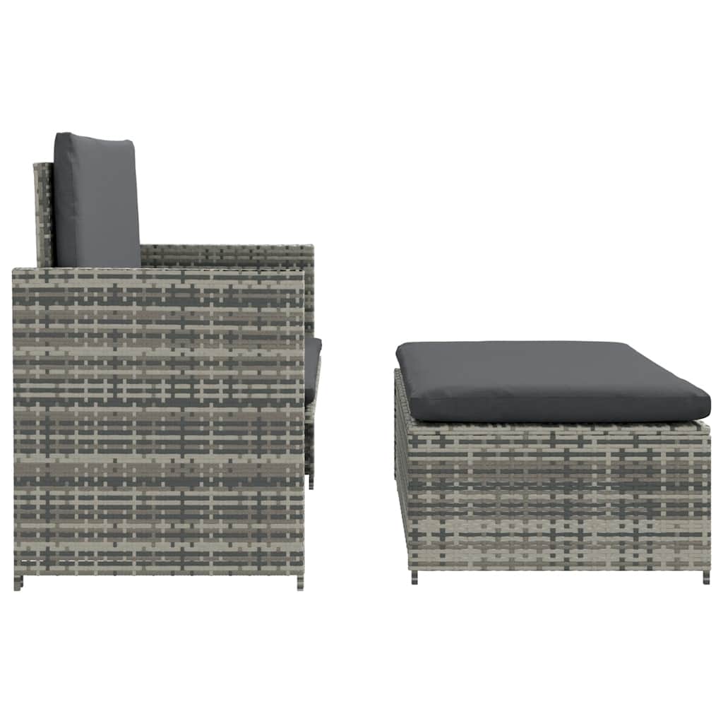 2-Delige Loungeset Met Kussens Poly Rattan