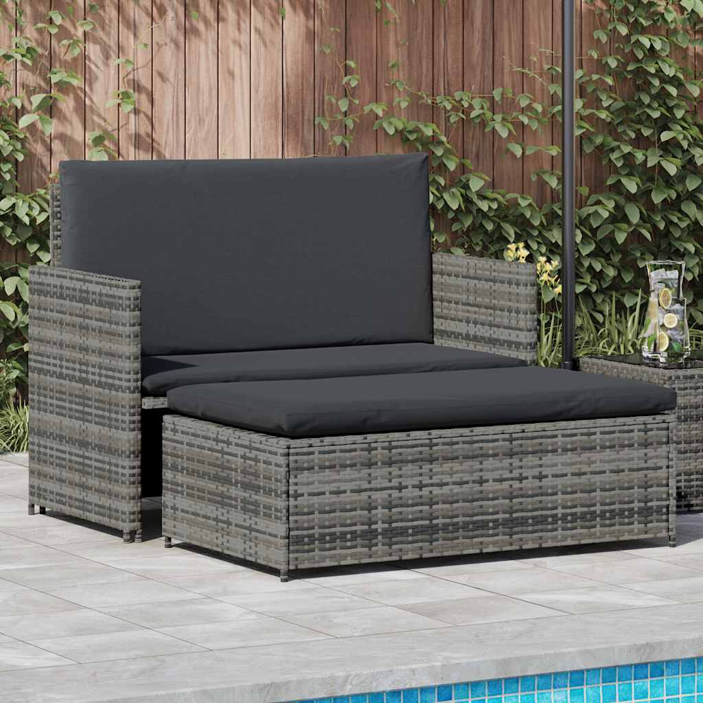 2-Delige Loungeset Met Kussens Poly Rattan