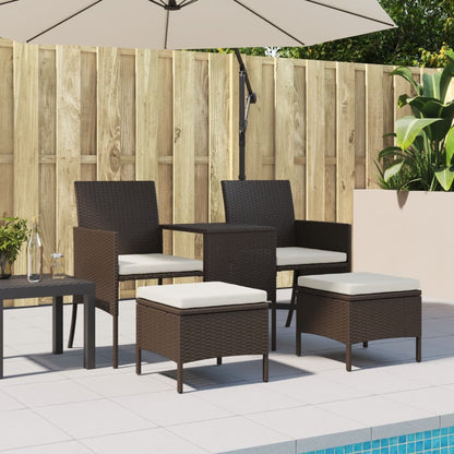 Tuinbank Met Tafeltje En Krukken Tweezits Poly Rattan
